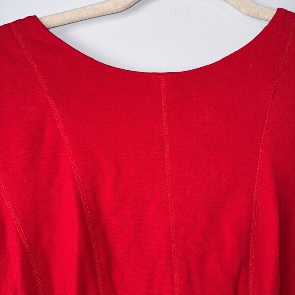 Banana Republic Red Short Sleeve A-Line Dress With Back Zip Closure Size 4 - Picture 4 of 8